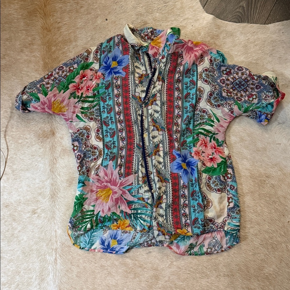 Johnny Was Clover Button Down Shirt In Multi size small - Picture 3 of 9